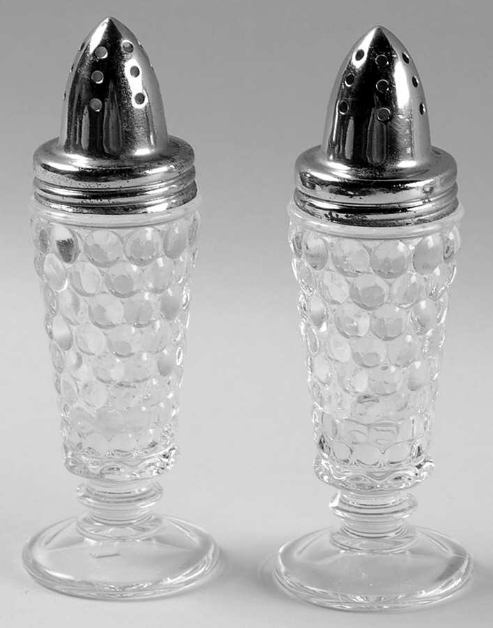 Thousand Eye Clear Footed Shaker Set & Metal Lids by Westmoreland-1