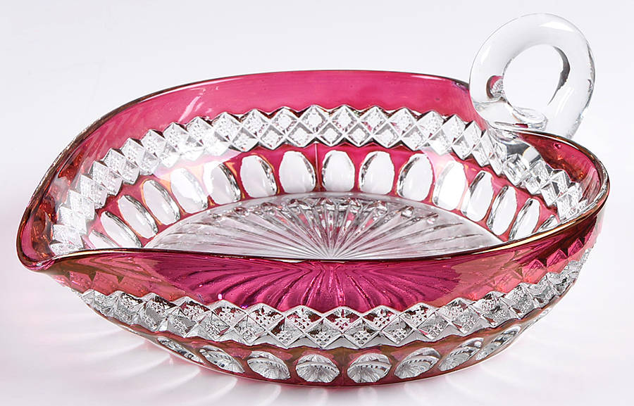 Waterford Ruby Bowl Handled Heart Shape Nappy by Westmoreland-1