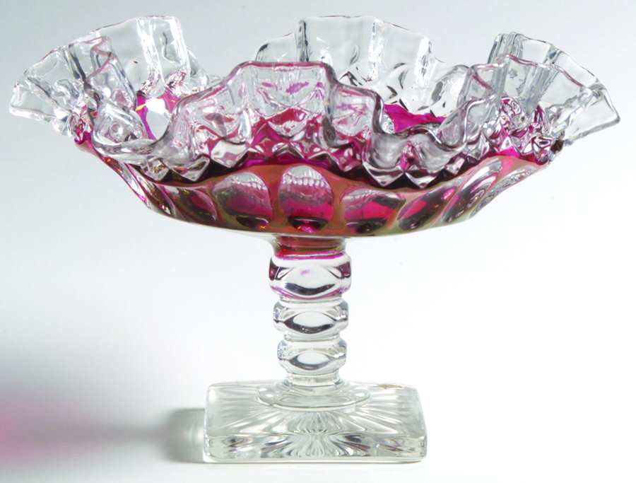 Waterford Ruby Bowl Ruffled Compote by Westmoreland-1