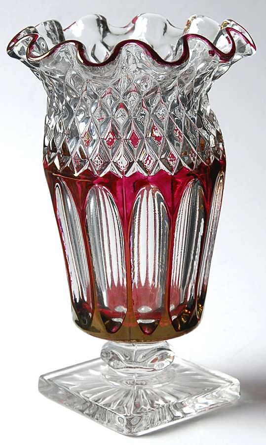 Waterford Ruby Bowl 6" Double Crimped Vase by Westmoreland-1