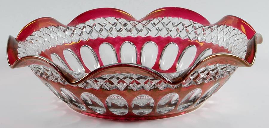 Waterford Ruby Bowl 11" Round Crimped Bowl by Westmoreland-1