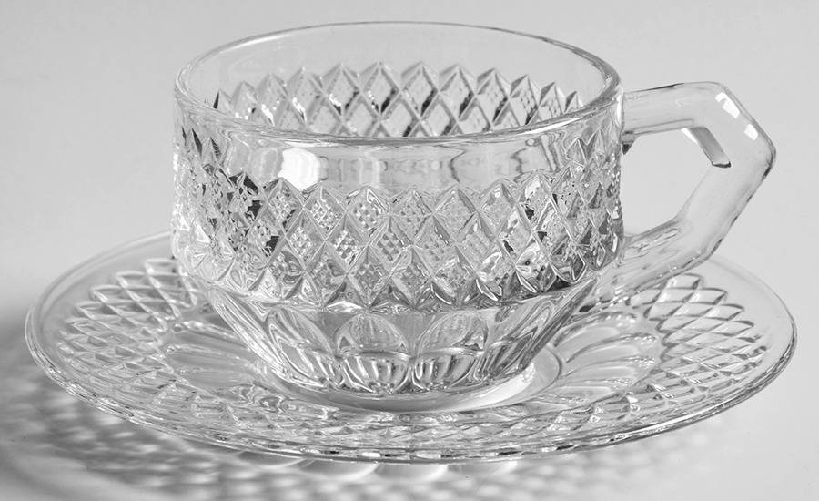 Waterford Clear (Stem 1932) Cup & Saucer Set by Westmoreland-1