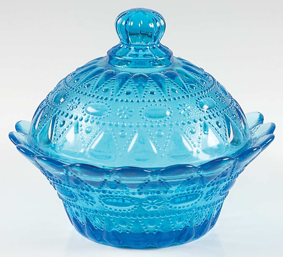 Lace and Dewdrop Blue 6" Round Covered Bowl by Wheaton-1