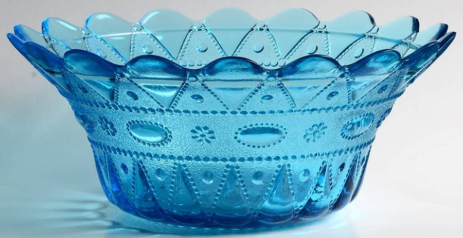 Lace and Dewdrop Blue 10" Round Flared Bowl by Wheaton-1