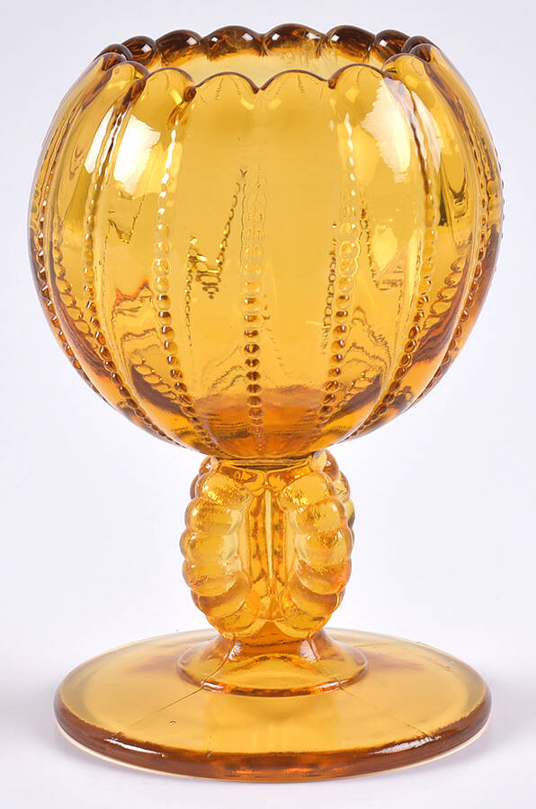 Beaded Amber Ivy Bowl by L G Wright Glass-1