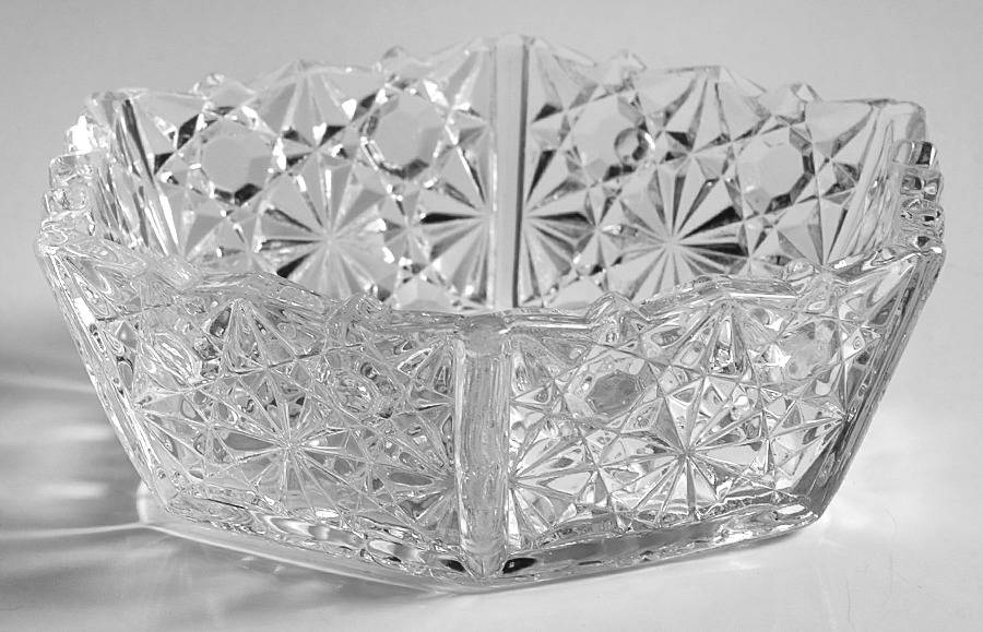Daisy and Button Clear Finger Bowl by L G Wright Glass-1