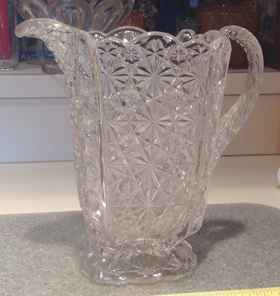 Daisy and Button Clear 48 Oz Pitcher by L G Wright Glass-1