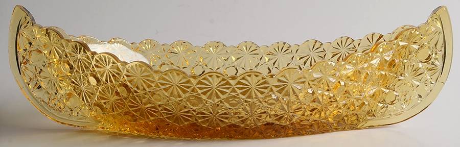 Daisy and Button Amber Canoe Shape Bowl by L G Wright Glass-1