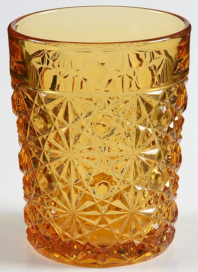 Daisy and Button Amber 8 Oz Flat Tumbler by L G Wright Glass-1