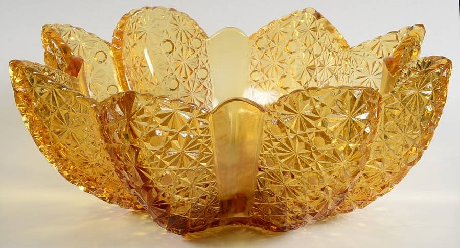Daisy and Button Amber Star Bowl by L G Wright Glass-1