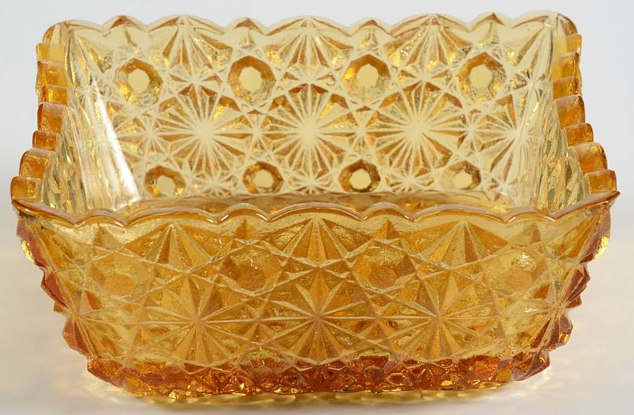 Daisy and Button Amber 3" Sauce Dish by L G Wright Glass-1
