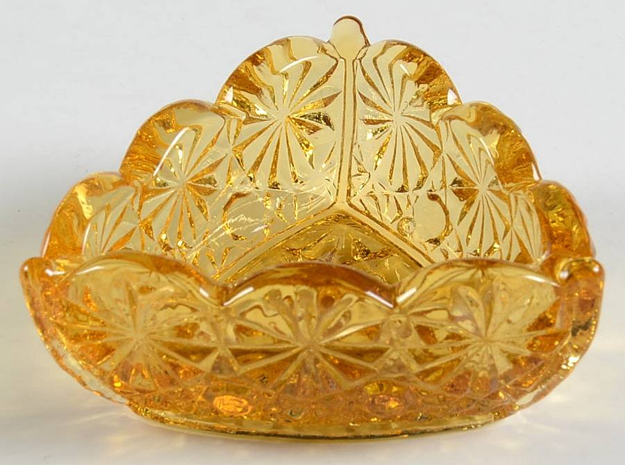 Daisy and Button Amber Individual Triangular Salt Dip by L G Wright Glass-1