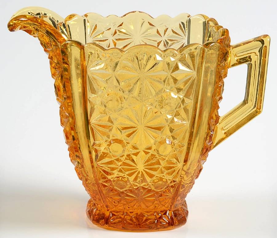 Daisy and Button Amber Creamer by L G Wright Glass-1