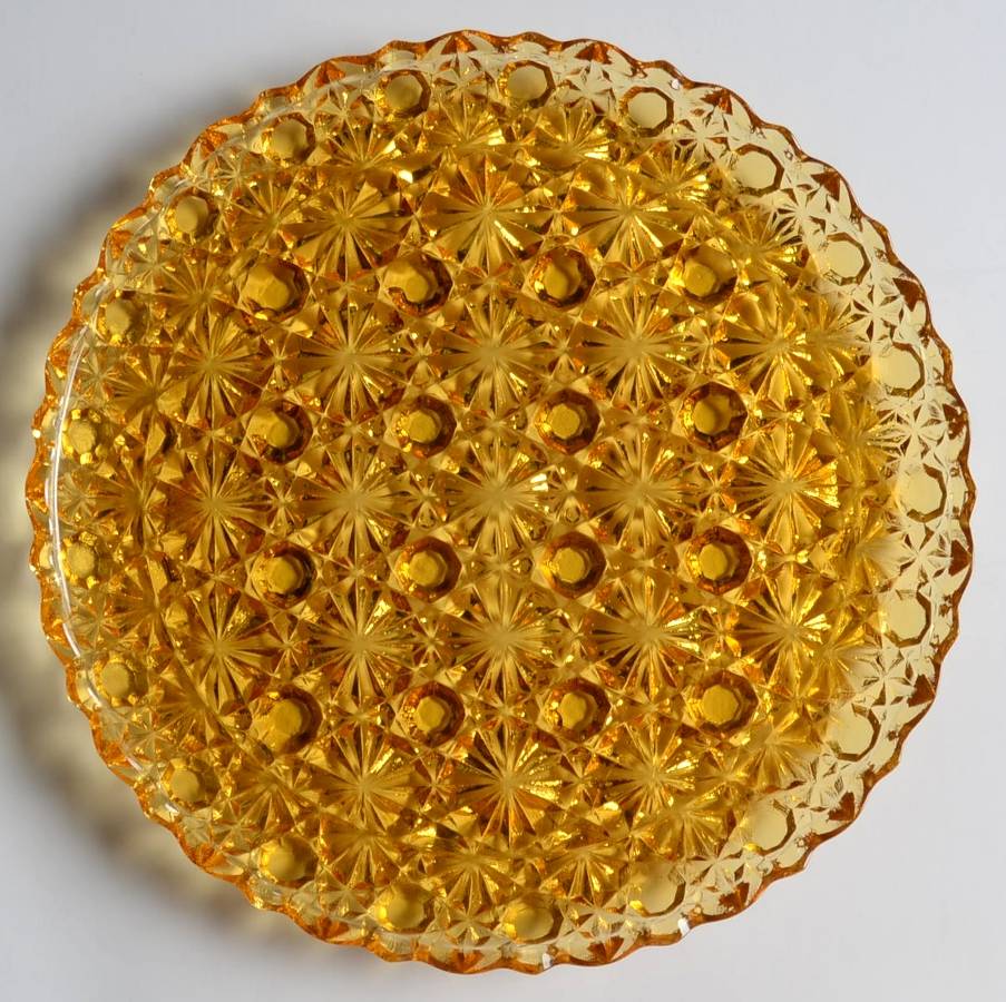 Daisy and Button Amber 7" Salad Plate by L G Wright Glass-1