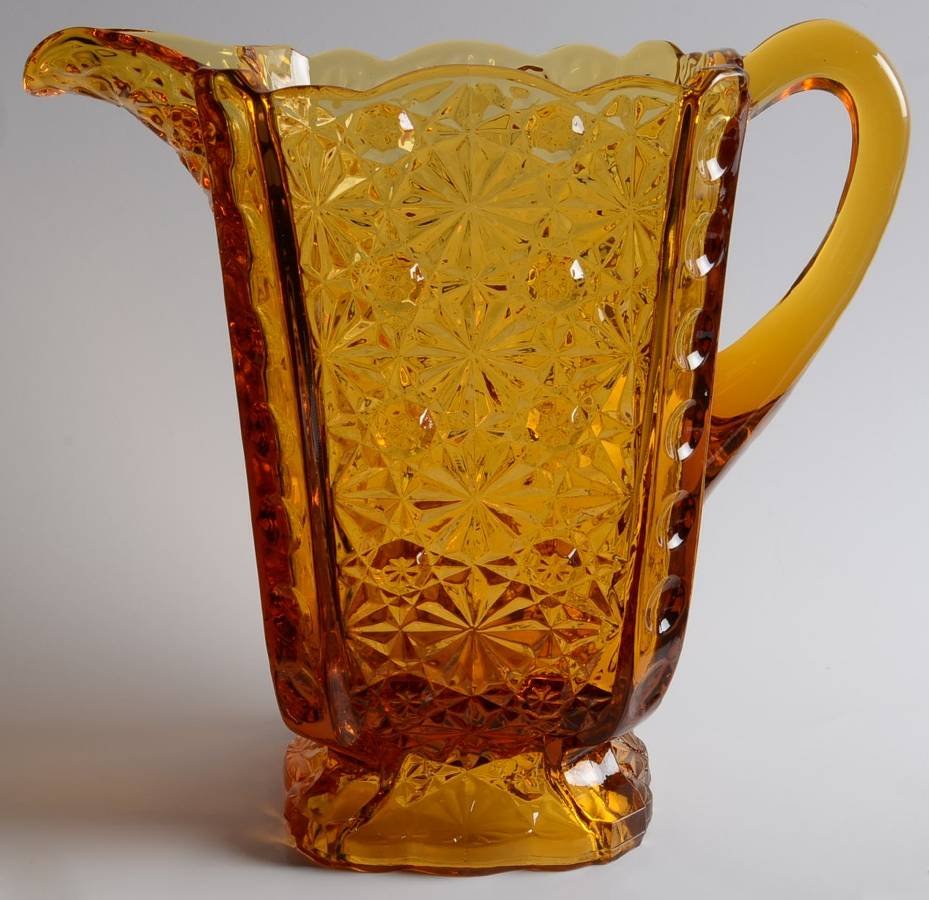 Daisy and Button Amber 48 Oz Pitcher by L G Wright Glass-1