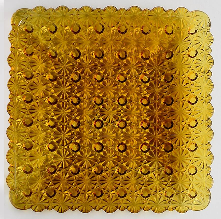 Daisy and Button Amber Square Salad Plate by L G Wright Glass-1