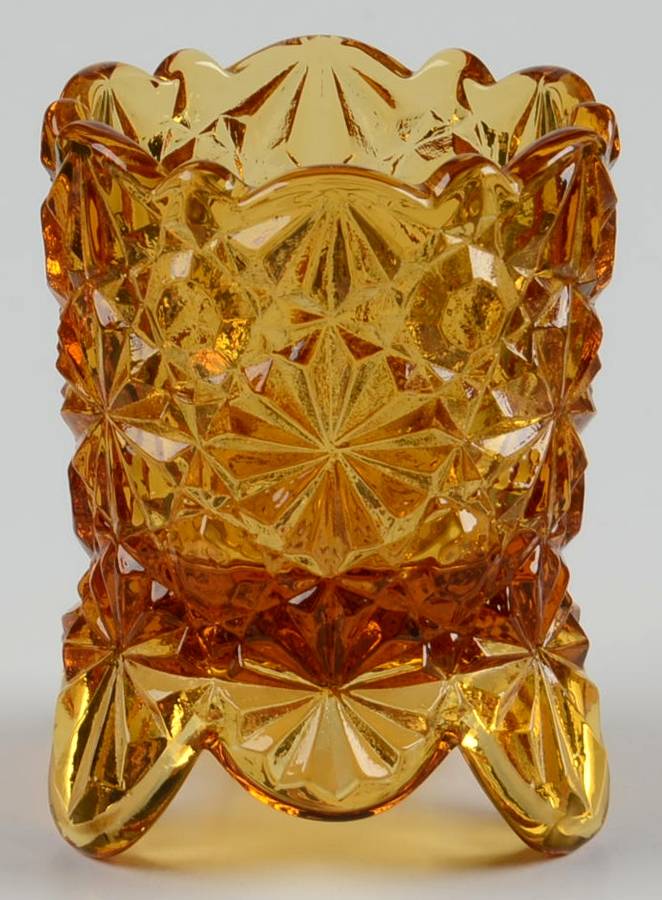 Daisy and Button Amber Toothpick Holder by L G Wright Glass-1