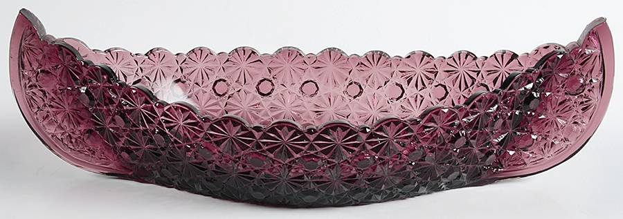 Daisy and Button Amethyst Canoe Shape Bowl by L G Wright Glass-1