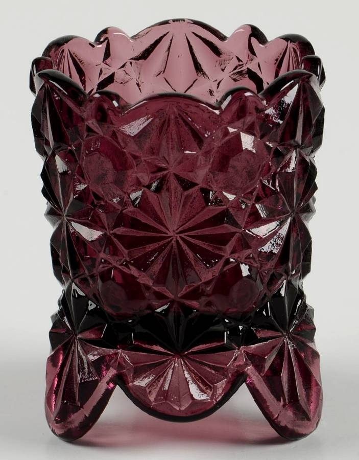 Daisy and Button Amethyst Toothpick Holder by L G Wright Glass-1