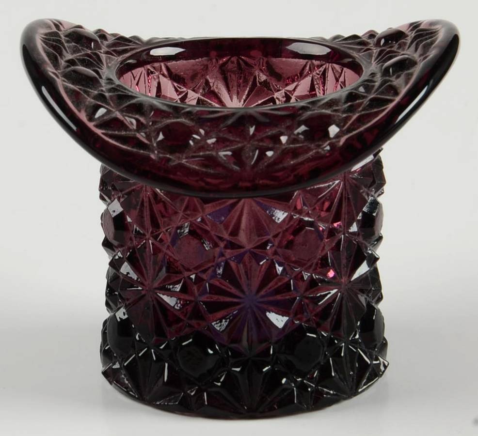 Daisy and Button Amethyst 2" Topper (Top Hat) by L G Wright Glass-1