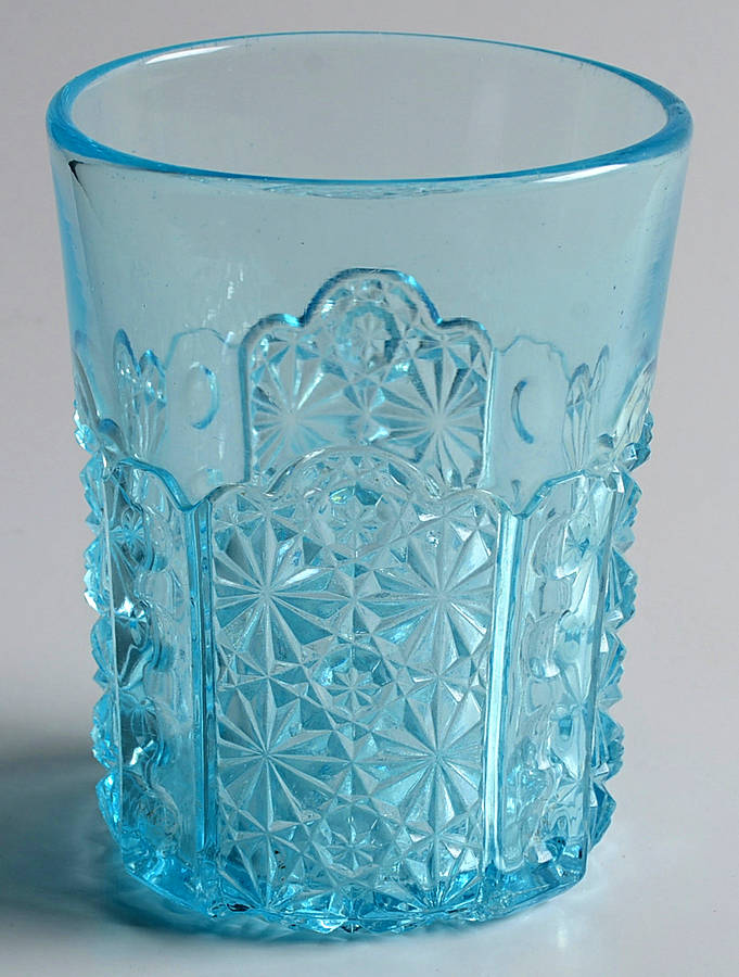 Daisy and Button Blue 8 Oz Flat Tumbler by L G Wright Glass-1