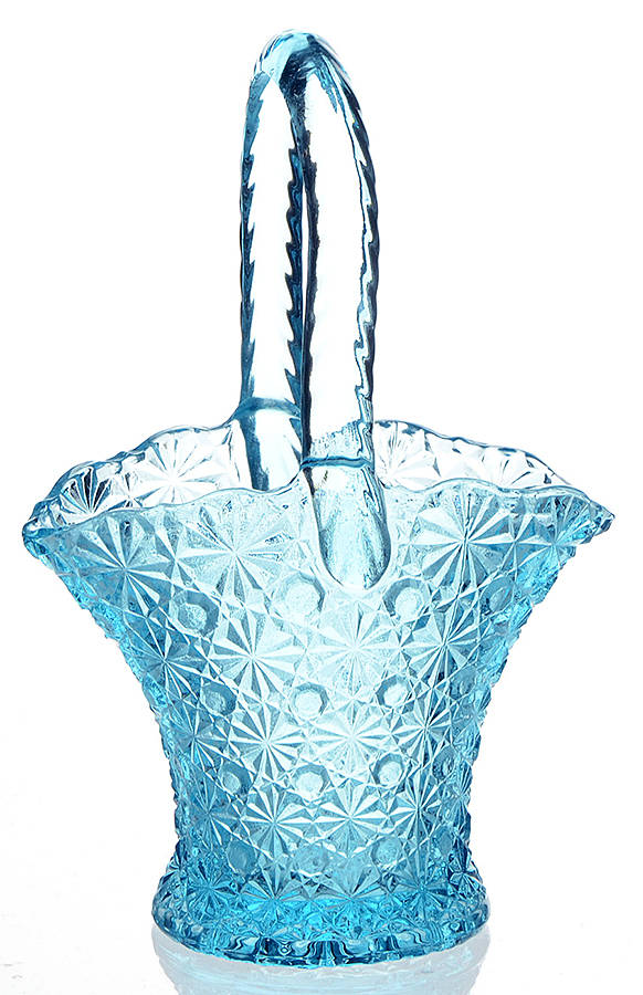 Daisy and Button Blue #22-4 Daisy and Button 7" Basket by L G Wright Glass-1