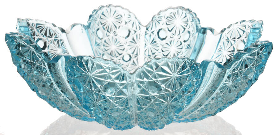 Daisy and Button Blue Star Shape Bowl by L G Wright Glass-1