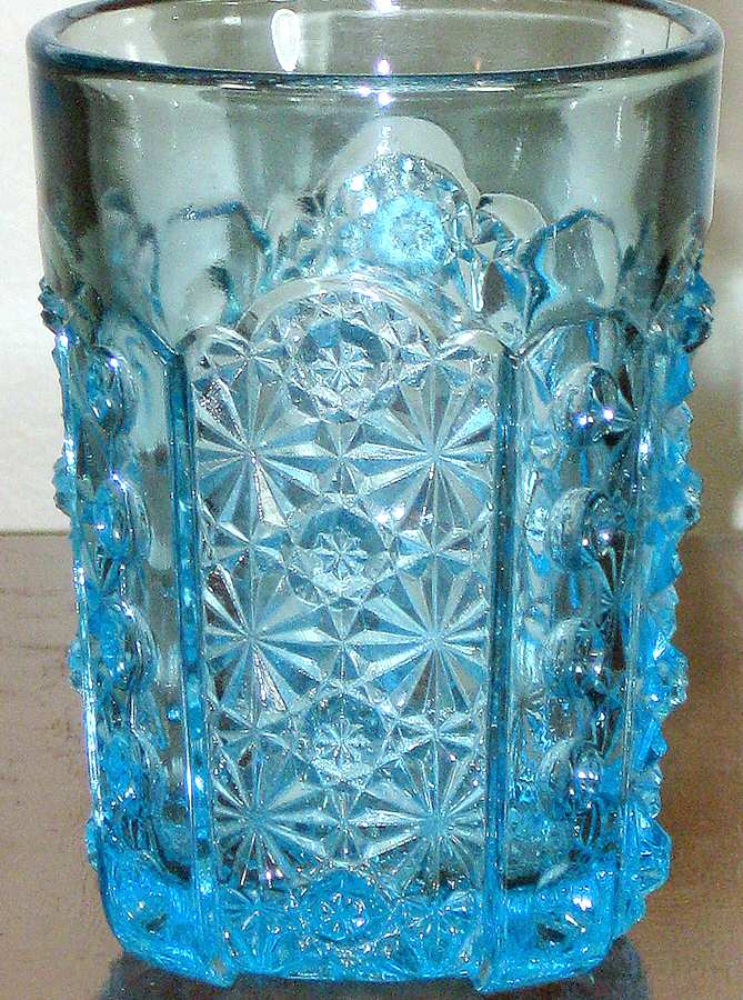 Daisy and Button Blue 9 Oz Flat Tumbler by L G Wright Glass-1