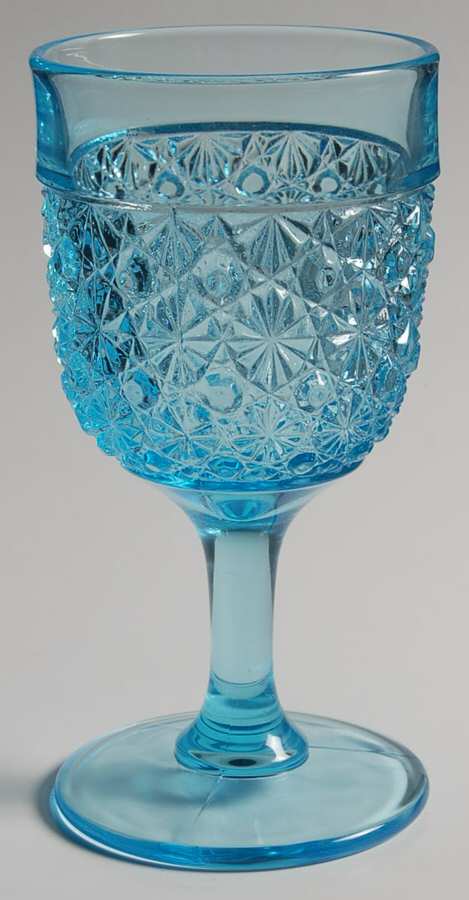 Daisy and Button Blue Water Goblet by L G Wright Glass-1