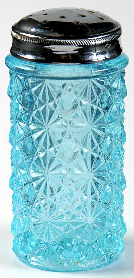 Daisy and Button Blue Shaker with Metal Lid by L G Wright Glass-1