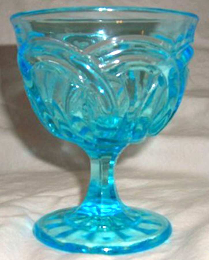 Double Ring Blue Champagne/Tall Sherbet by L G Wright Glass-1