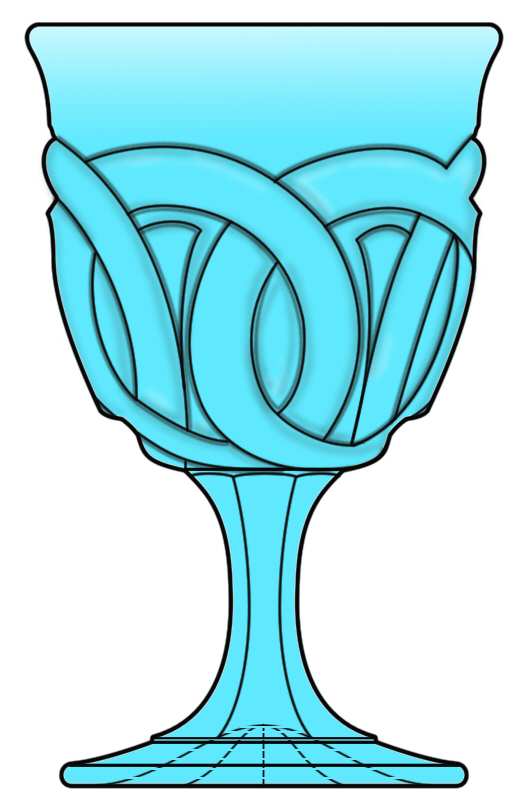 Double Ring Blue Water Goblet by L G Wright Glass-1