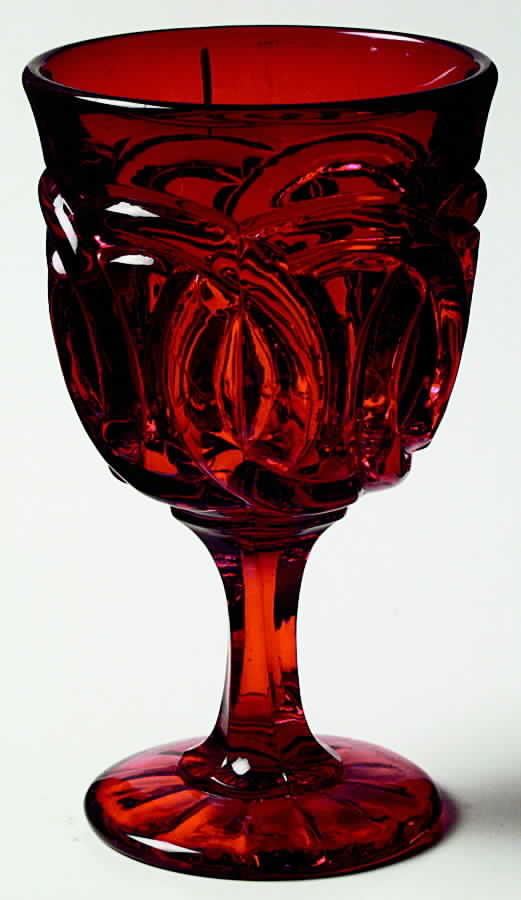 Double Ring Ruby Wine Glass by L G Wright Glass-1