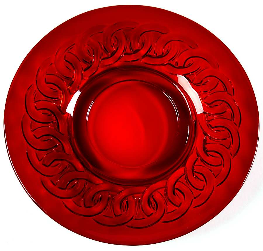 Double Ring Ruby Luncheon Plate by L G Wright Glass-1