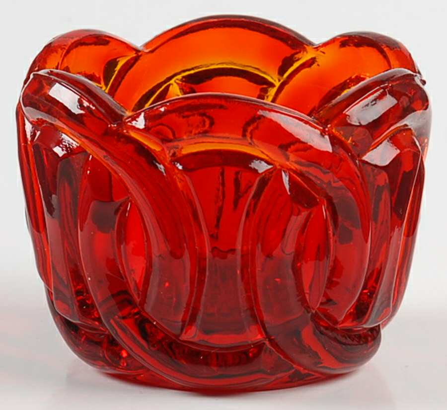 Double Ring Ruby Salt Dip by L G Wright Glass-1