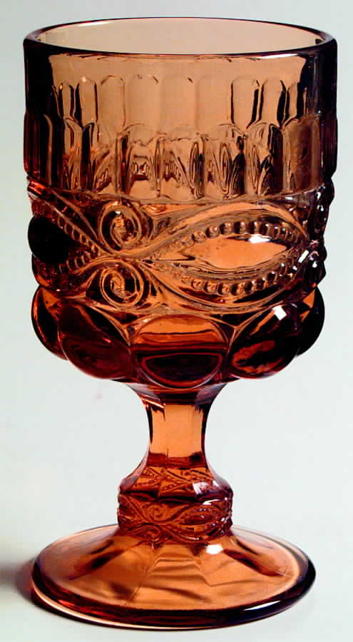 Eyewinker Amber Water Goblet by L G Wright Glass-1