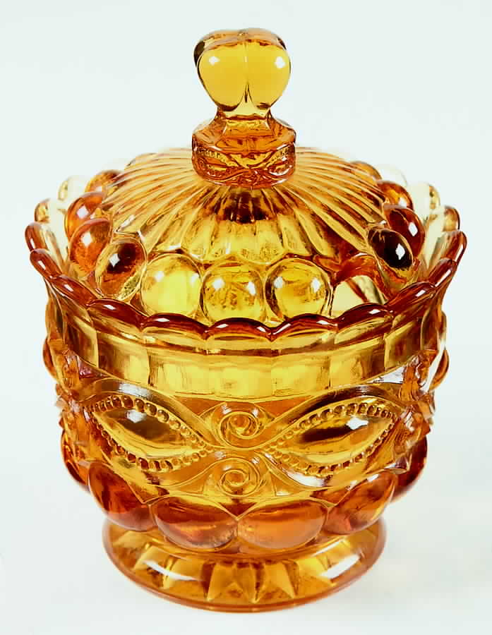 Eyewinker Amber Marmalade & Lid by L G Wright Glass-1