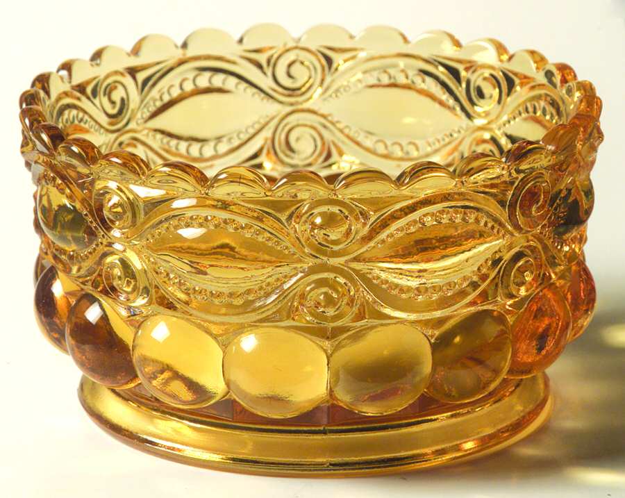 Eyewinker Amber Small Fruit Dessert Bowl by L G Wright Glass-1