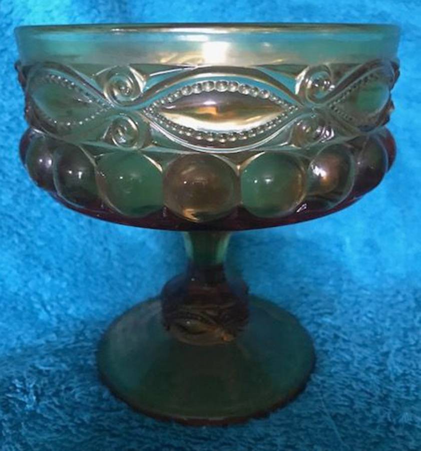 Eyewinker Amber Tall Footed Candy Box No Lid by L G Wright Glass-1