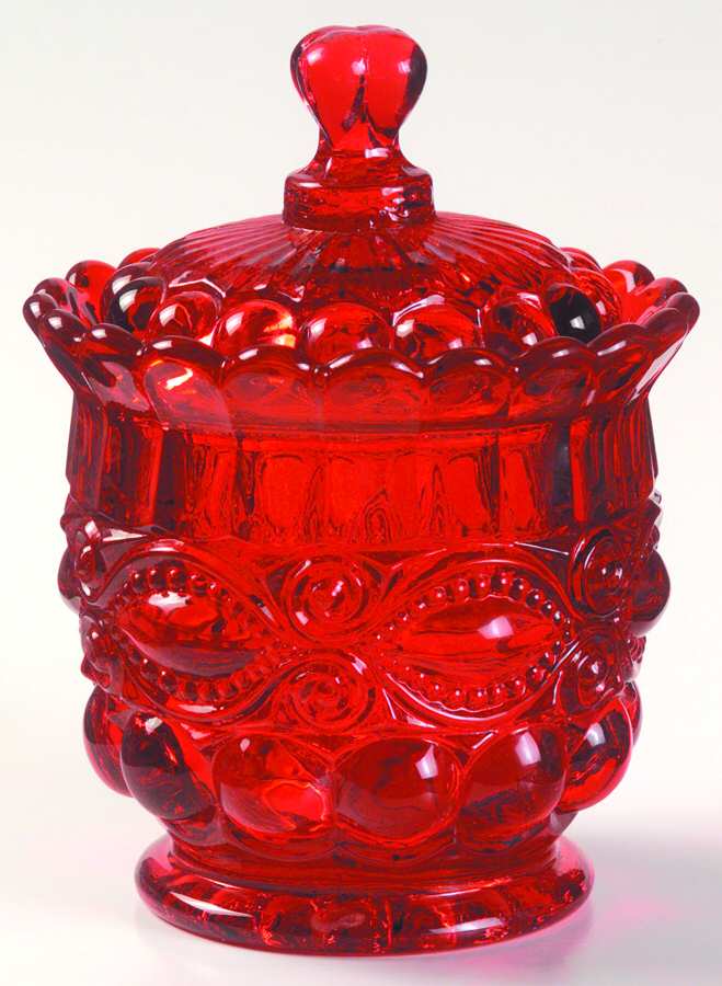 Eyewinker Ruby Sugar Bowl & Lid by L G Wright Glass-1