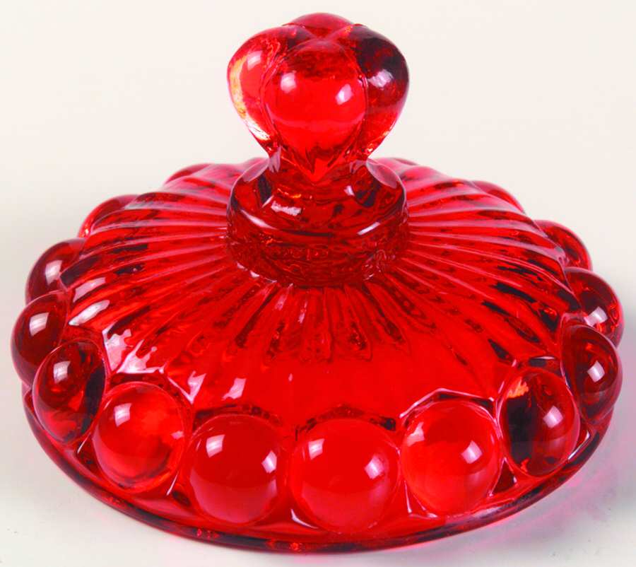 Eyewinker Ruby Lid for Sugar Bowl by L G Wright Glass-1
