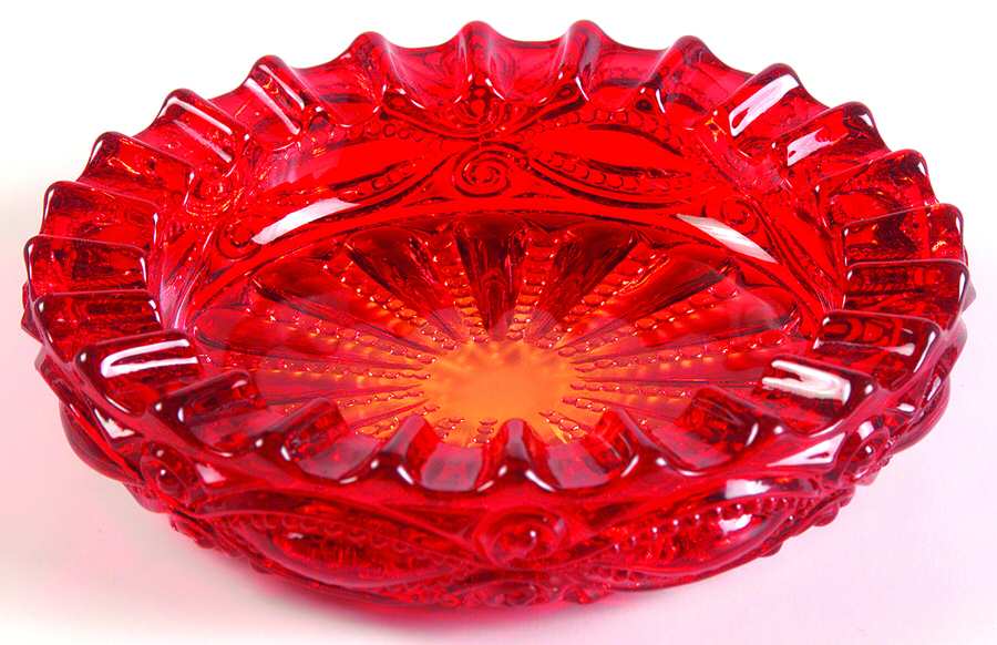Eyewinker Ruby 4" Ashtray by L G Wright Glass-1