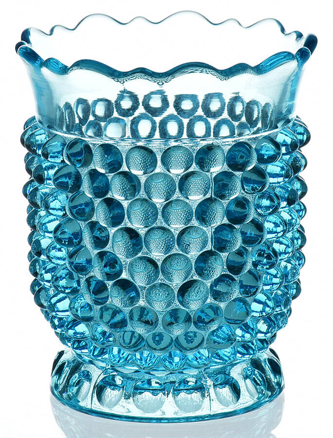 Hobnail Blue Open Sugar by L G Wright Glass-1