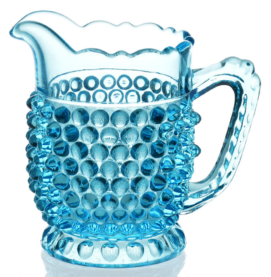 Hobnail Blue Creamer by L G Wright Glass-1