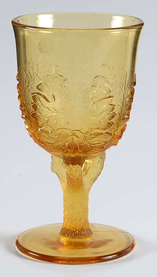 Maple Leaf Amber Water Goblet by L G Wright Glass-1