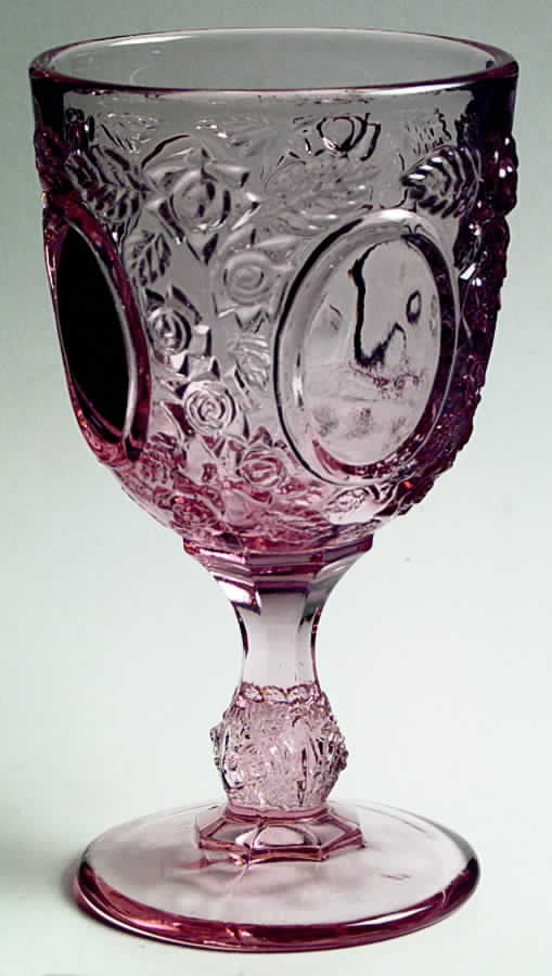 Mirrors and Roses Pink Water Goblet by L G Wright Glass-1