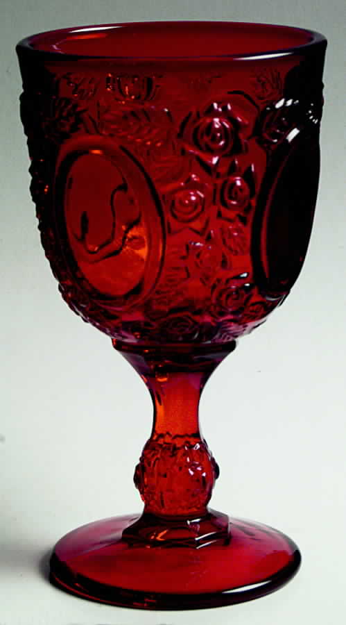 Mirrors and Roses Ruby Water Goblet by L G Wright Glass-1