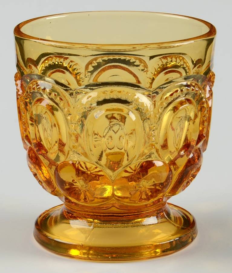 Moon and Star Amber 5 Oz Footed Tumbler by L G Wright Glass-1