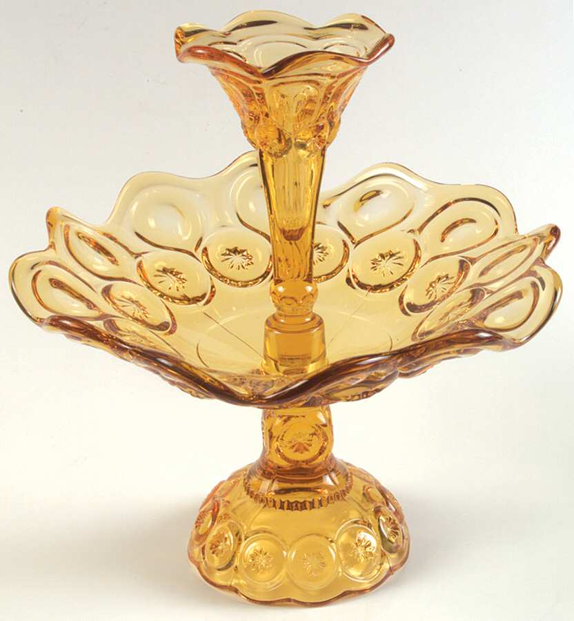 Moon and Star Amber (2 Piece) Epergne Set by L G Wright Glass-1