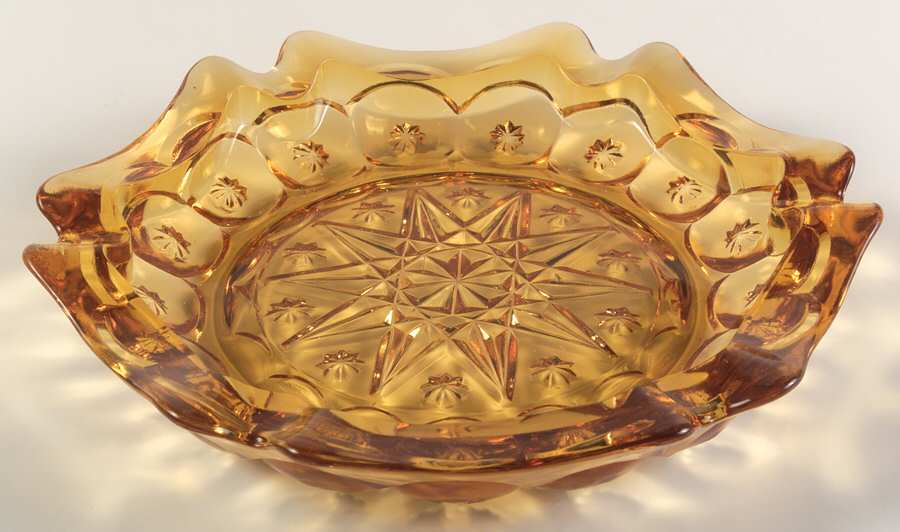 Moon and Star Amber 8" Ashtray by L G Wright Glass-1